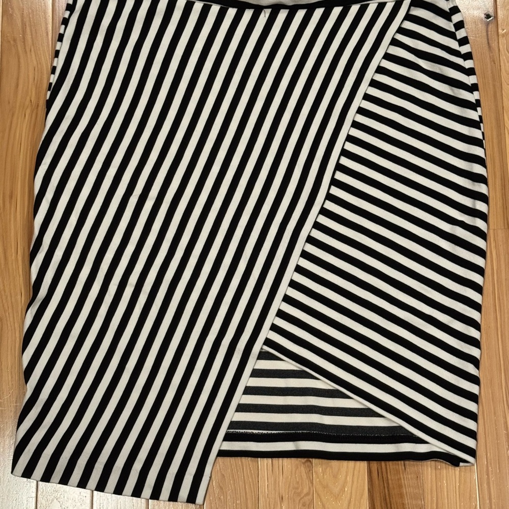 Cato Asymmetrical Black and White Striped Skirt
